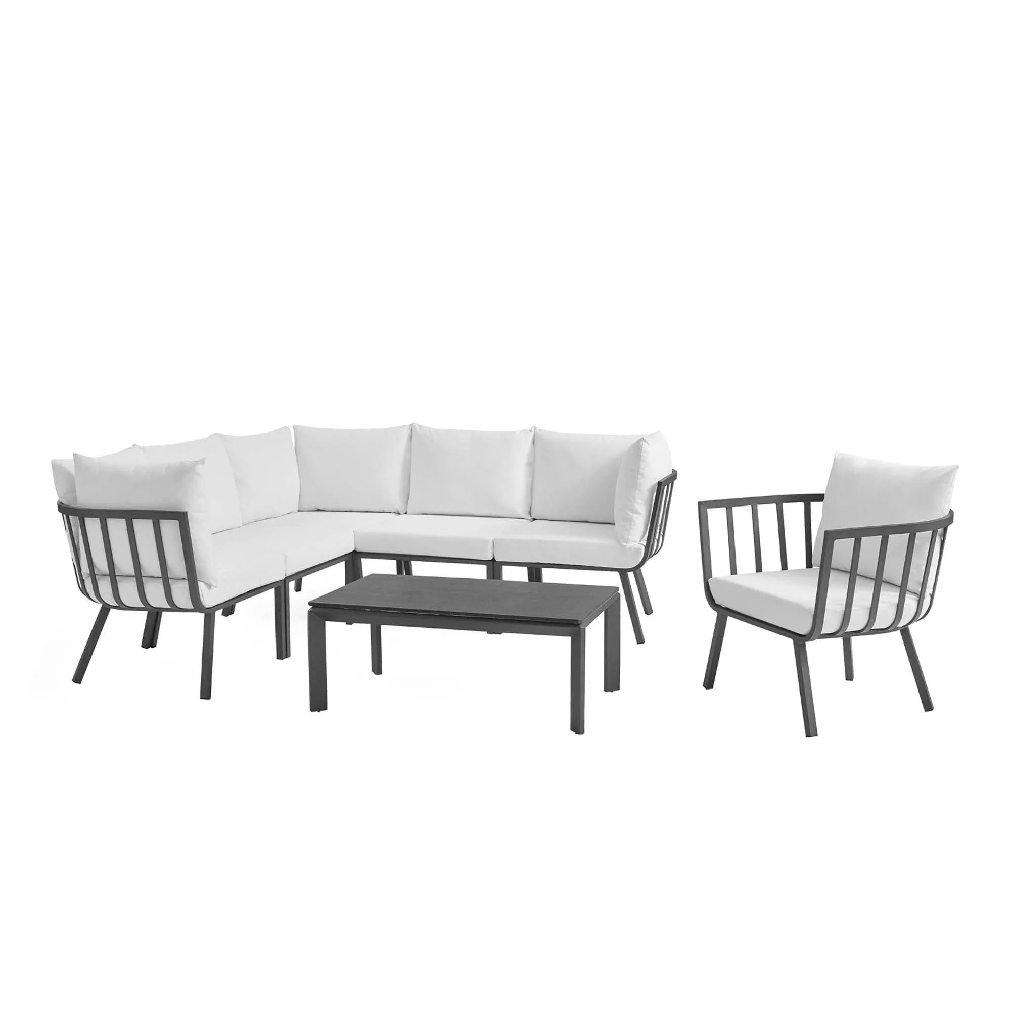 Riverside 7 Piece Outdoor Patio Aluminum Set by Modway