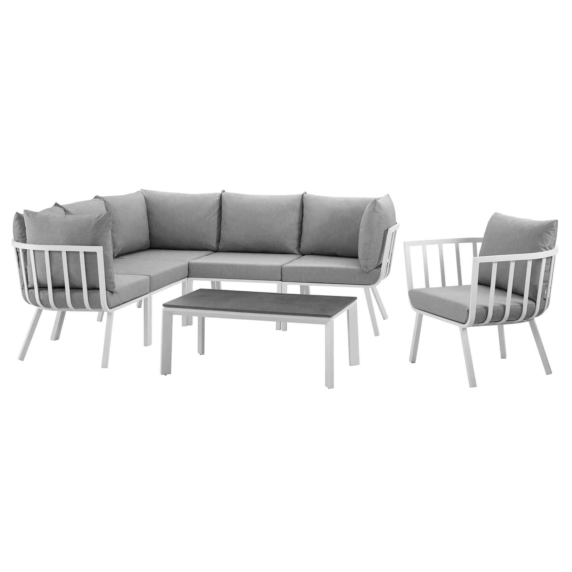 Riverside 7 Piece Outdoor Patio Aluminum Set by Modway