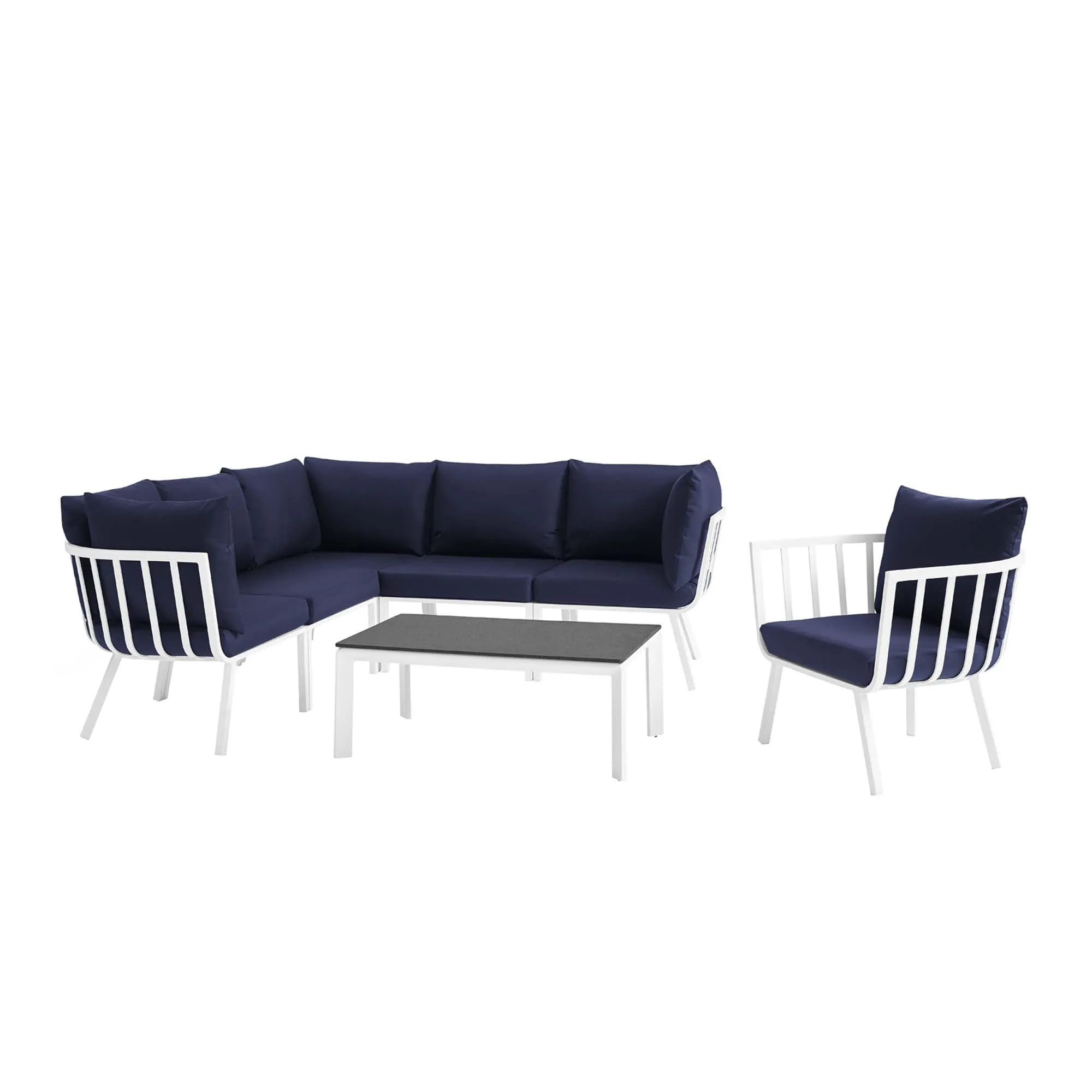 Riverside 7 Piece Outdoor Patio Aluminum Set by Modway