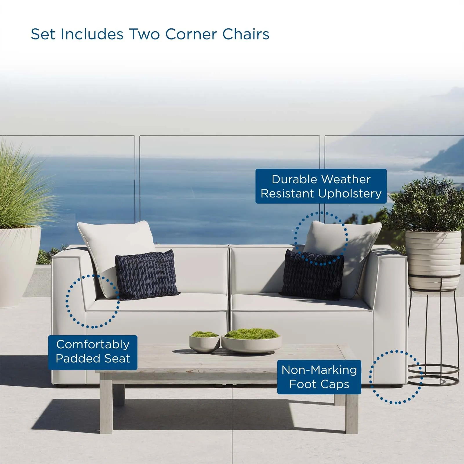 Saybrook Outdoor Patio Upholstered 2-Piece Sectional Sofa Loveseat