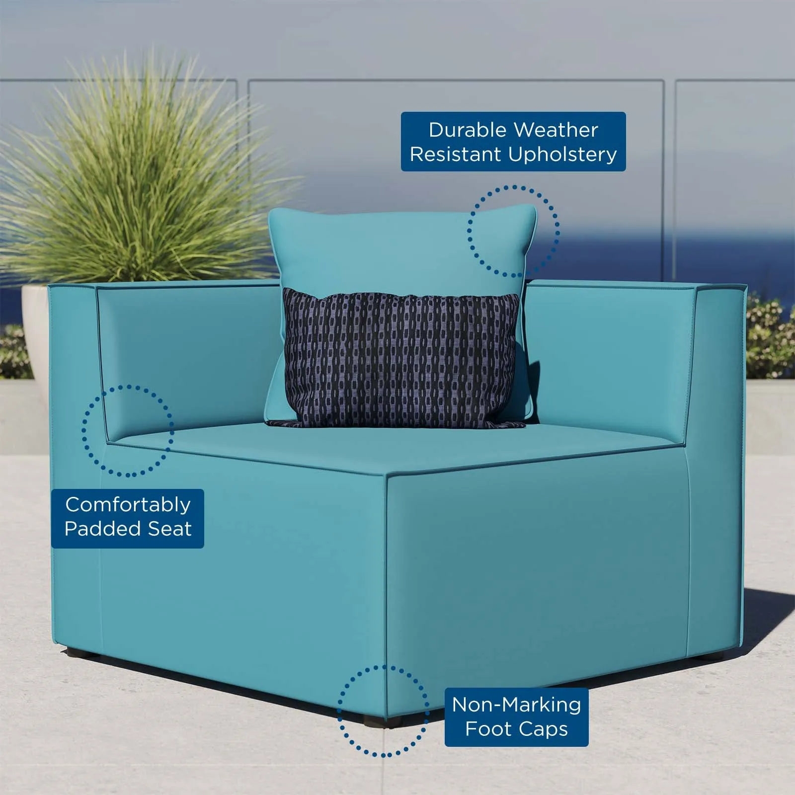 Saybrook Outdoor Patio Upholstered Sectional Sofa Corner Chair