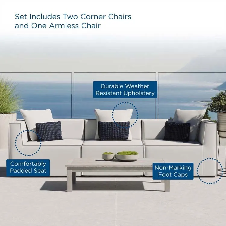 Saybrook Outdoor Patio Upholstered Three-Piece Sectional Sofa