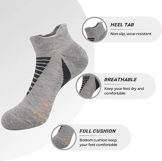 SERISIMPLE Low Cut Performance Cotton Bamboo Socks Padding Athletic Cushion Compression Wicking Running Men Women 3 Pairs