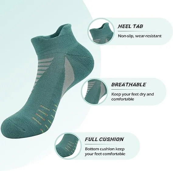 SERISIMPLE Low Cut Performance Cotton Bamboo Socks Padding Athletic Cushion Compression Wicking Running Men Women 3 Pairs