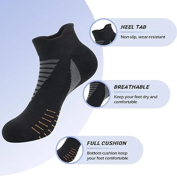 SERISIMPLE Low Cut Performance Cotton Bamboo Socks Padding Athletic Cushion Compression Wicking Running Men Women 3 Pairs