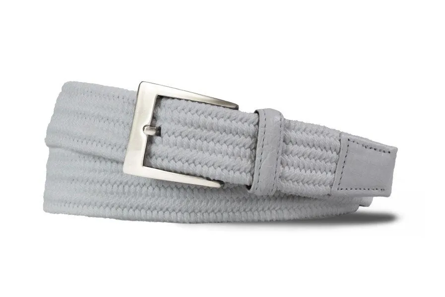 Solid Stretch Belt with Crocodile Tabs and Brushed Nickel Buckle