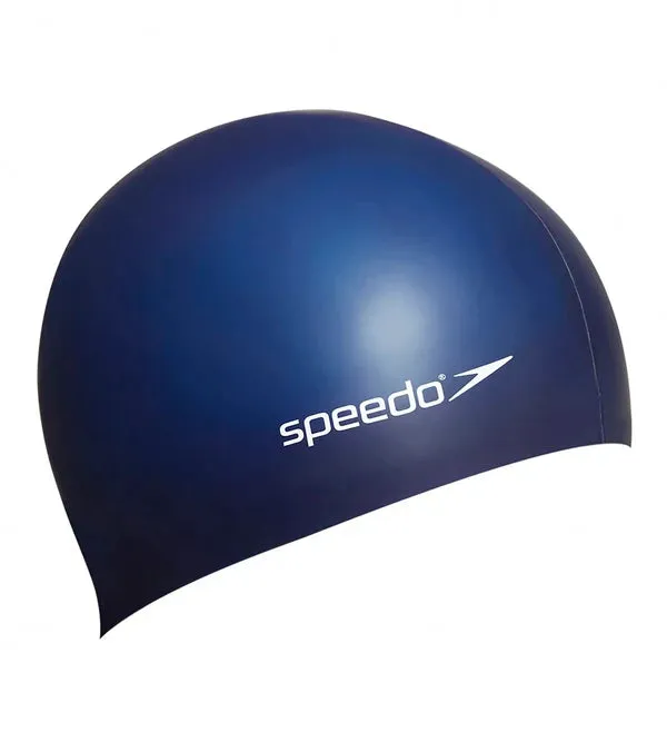 Speedo Unisex Adult Flat Silicone Swim Cap (Navy)