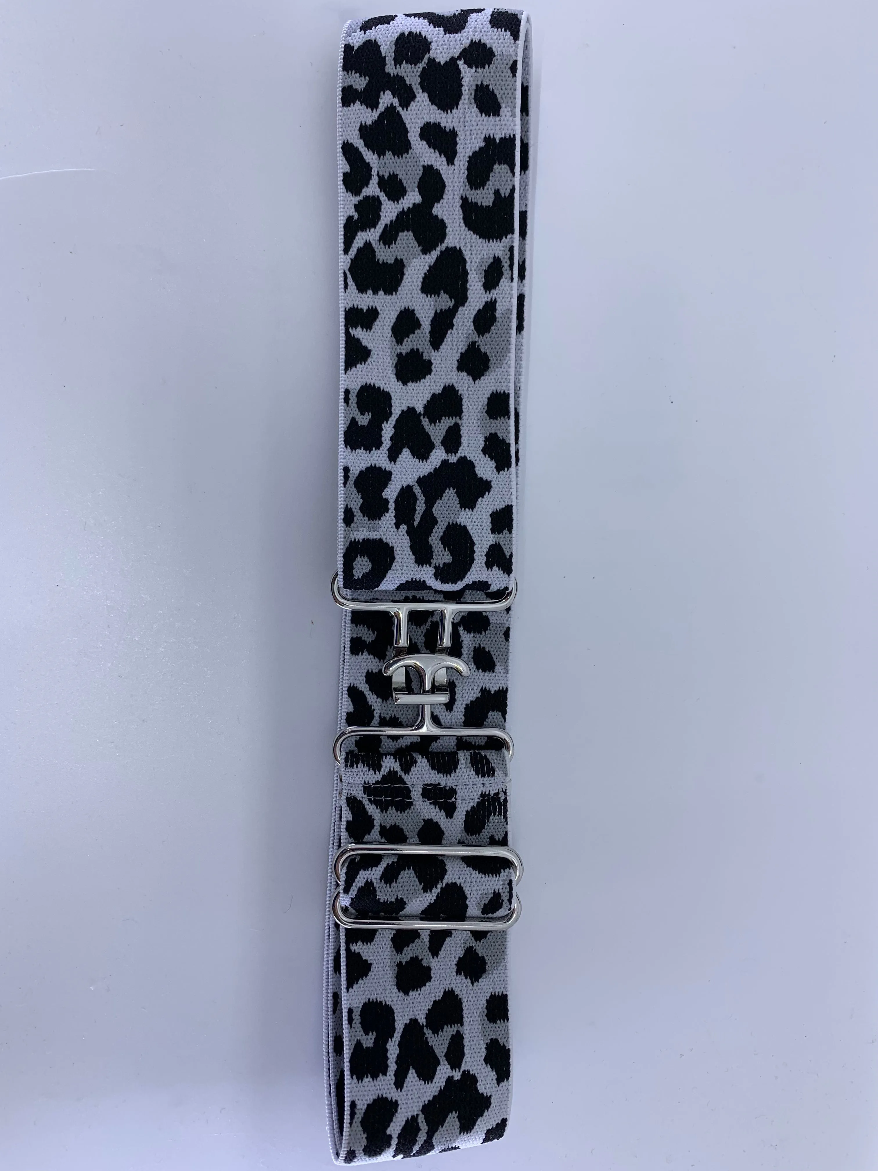 Stretch Belt 2" - Black/White Leopard