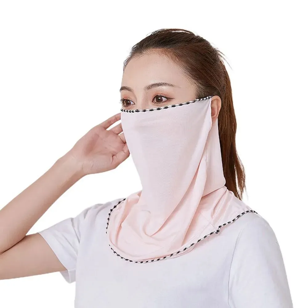 Summer Sunscreen Cycling Mask Breathable Ice Silk UV Protection Face Cover Sunscreen Veil Face Scarves With Neck Flap Outdoor Ri