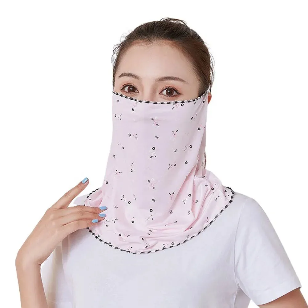 Summer Sunscreen Cycling Mask Breathable Ice Silk UV Protection Face Cover Sunscreen Veil Face Scarves With Neck Flap Outdoor Ri