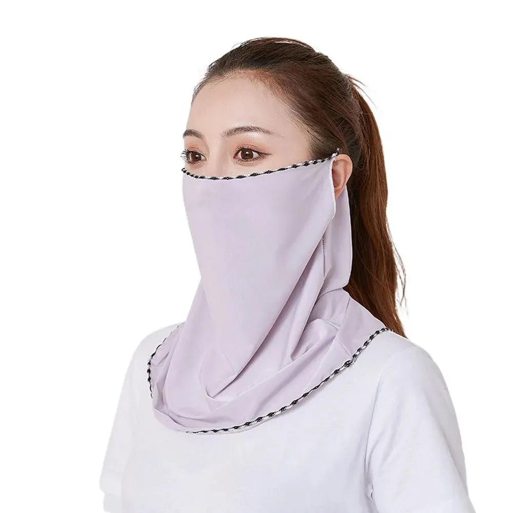 Summer Sunscreen Cycling Mask Breathable Ice Silk UV Protection Face Cover Sunscreen Veil Face Scarves With Neck Flap Outdoor Ri