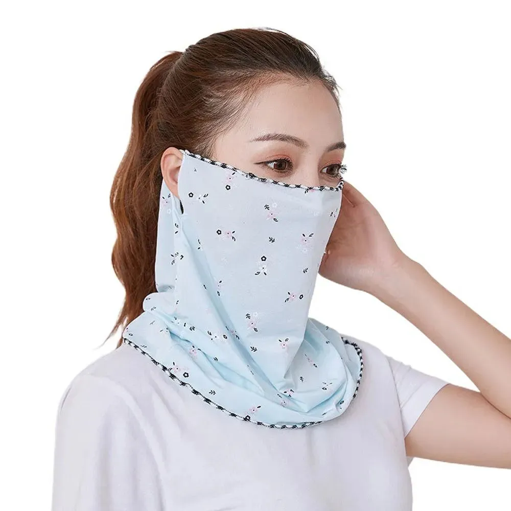 Summer Sunscreen Cycling Mask Breathable Ice Silk UV Protection Face Cover Sunscreen Veil Face Scarves With Neck Flap Outdoor Ri