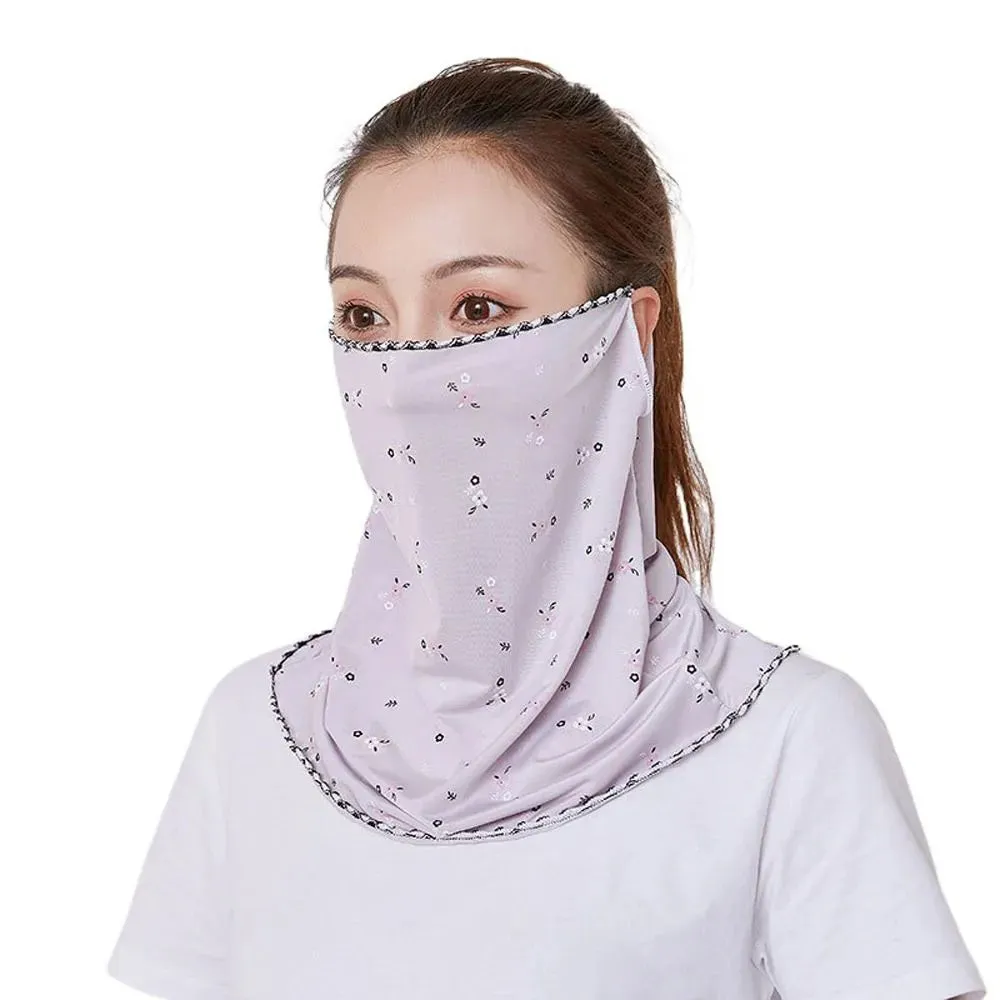 Summer Sunscreen Cycling Mask Breathable Ice Silk UV Protection Face Cover Sunscreen Veil Face Scarves With Neck Flap Outdoor Ri