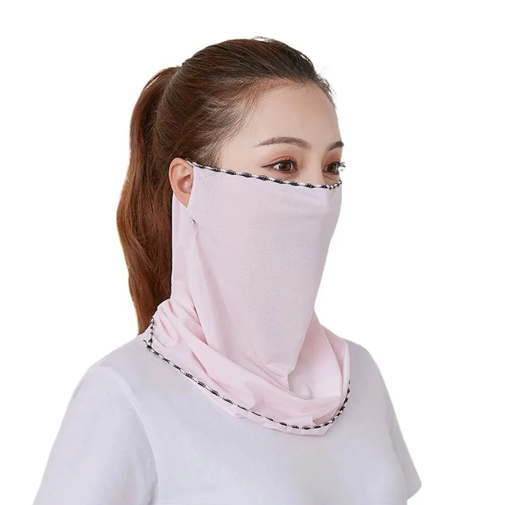 Summer Sunscreen Cycling Mask Breathable Ice Silk UV Protection Face Cover Sunscreen Veil Face Scarves With Neck Flap Outdoor Ri