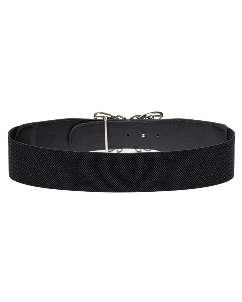 Wide Metal Buckle Stretchy Waist Belt