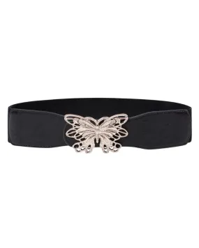 Wide Metal Buckle Stretchy Waist Belt