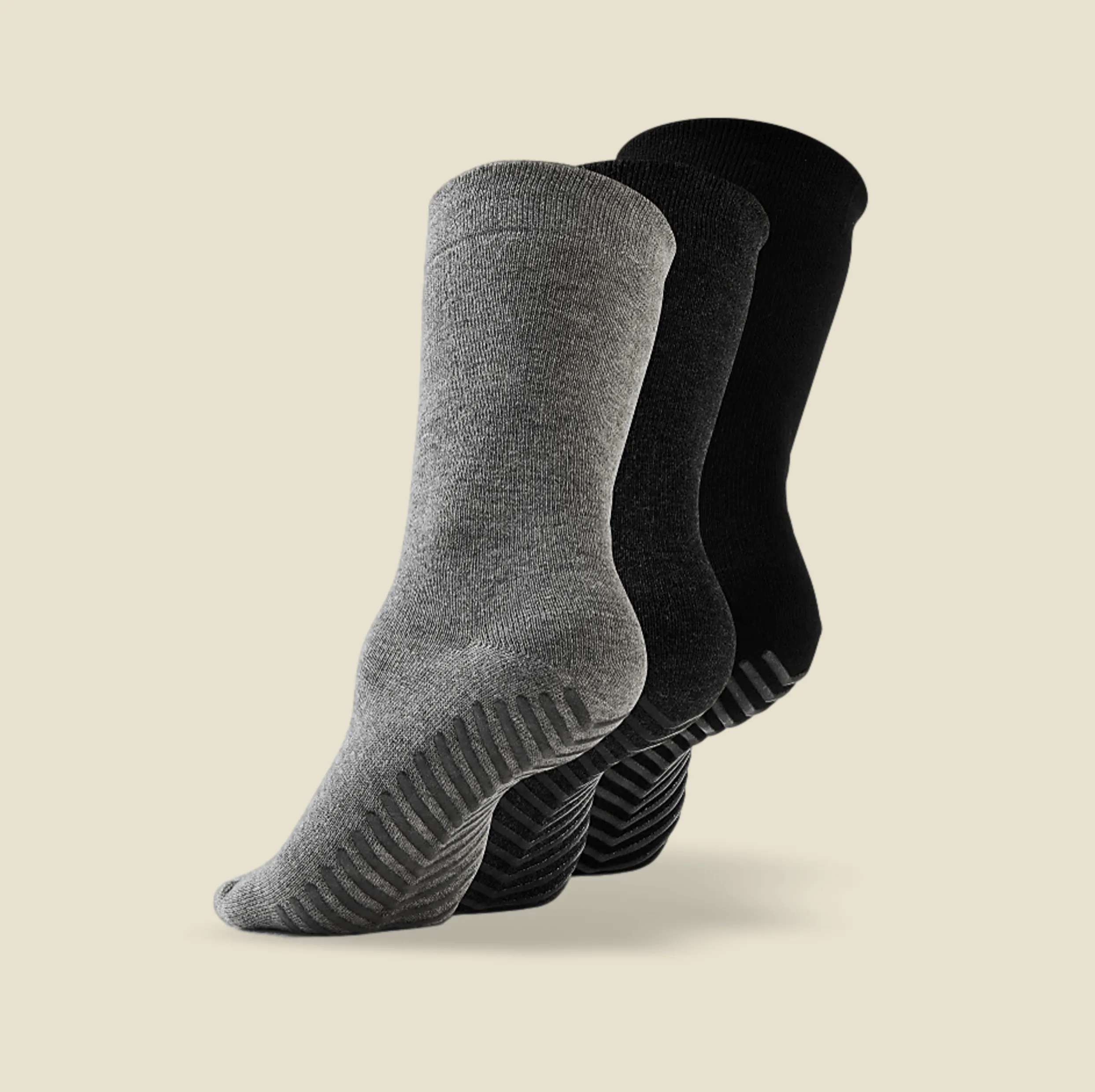 Women's Black/Grey Original Crew Non-Slip Socks - 3 pairs