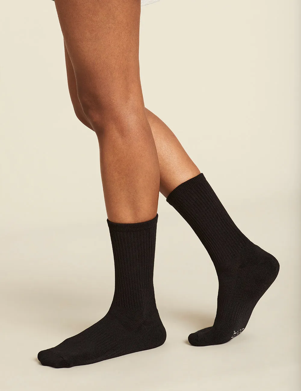 Women's Cushioned Crew Socks - Black