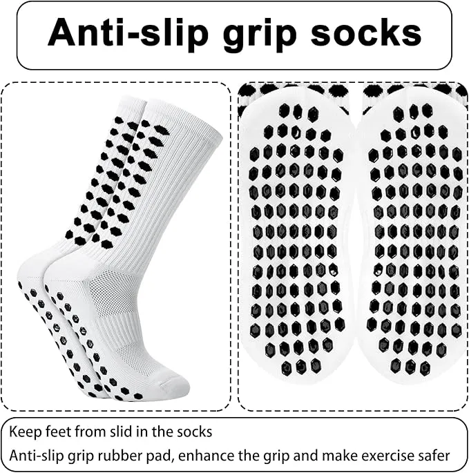 Zuimei Football Grip Socks for Men, Grip Socks Football Socks Anti-slip Sports Socks