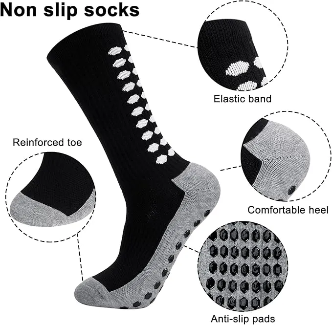 Zuimei Football Grip Socks for Men, Grip Socks Football Socks Anti-slip Sports Socks